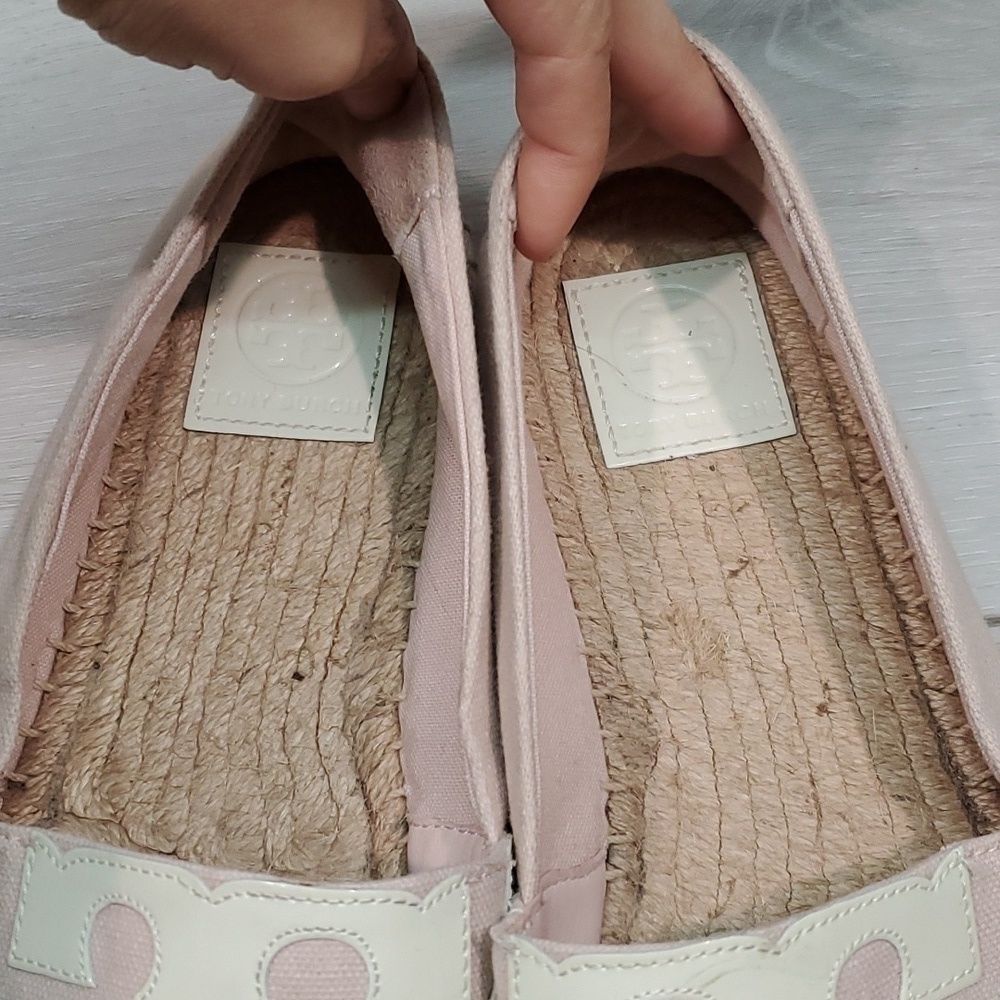 Tory Burch Womens Espadrille Big Logo Loafer Flats shoes slip on  sz 11M - Picture 15 of 15
